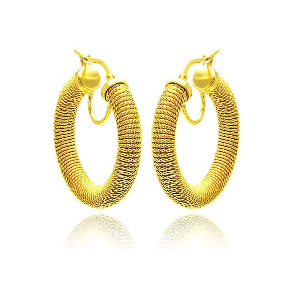 .925 Sterling Silver Gold Plated Italian Hoop Earring