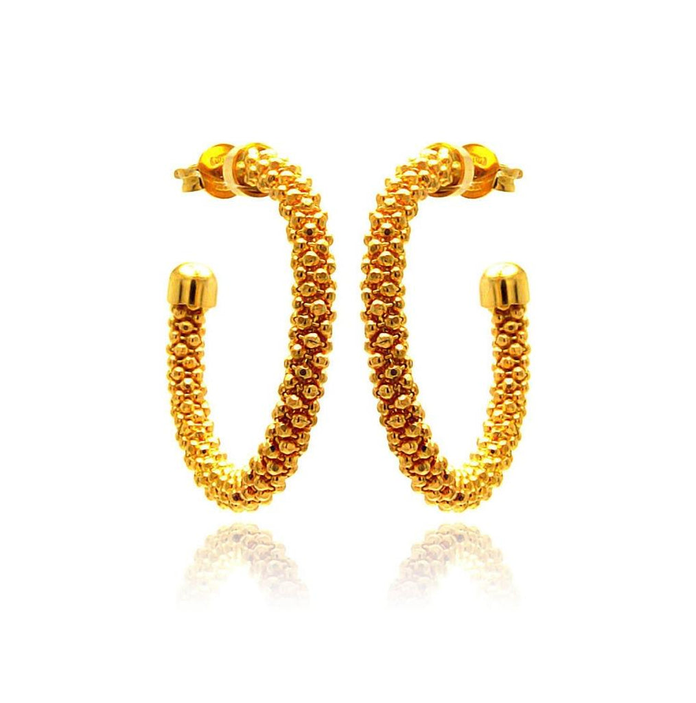 .925 Sterling Silver Gold Plated Crescent Hoop Earring