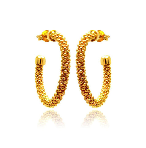 .925 Sterling Silver Gold Plated Crescent Hoop Earring