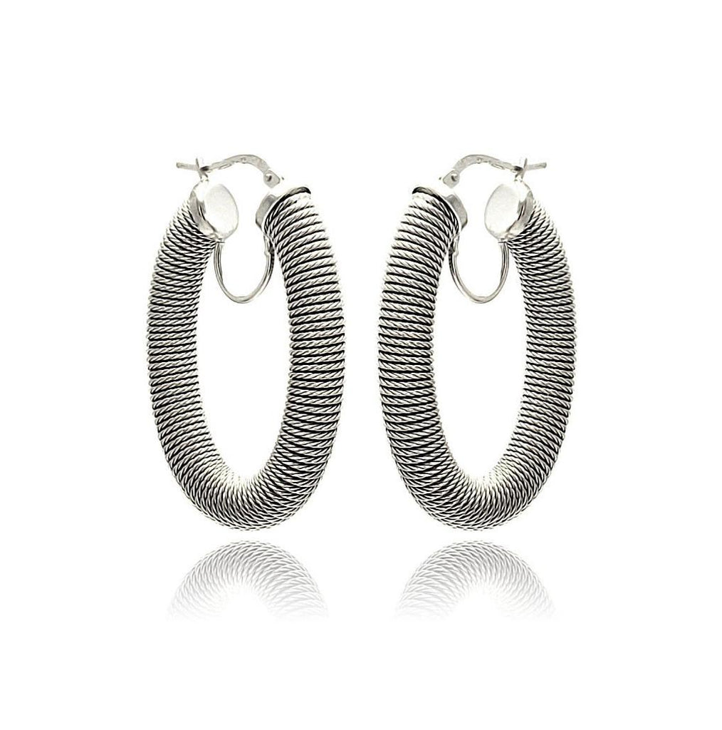 .925 Sterling Silver Rhodium Plated Hoop Earring