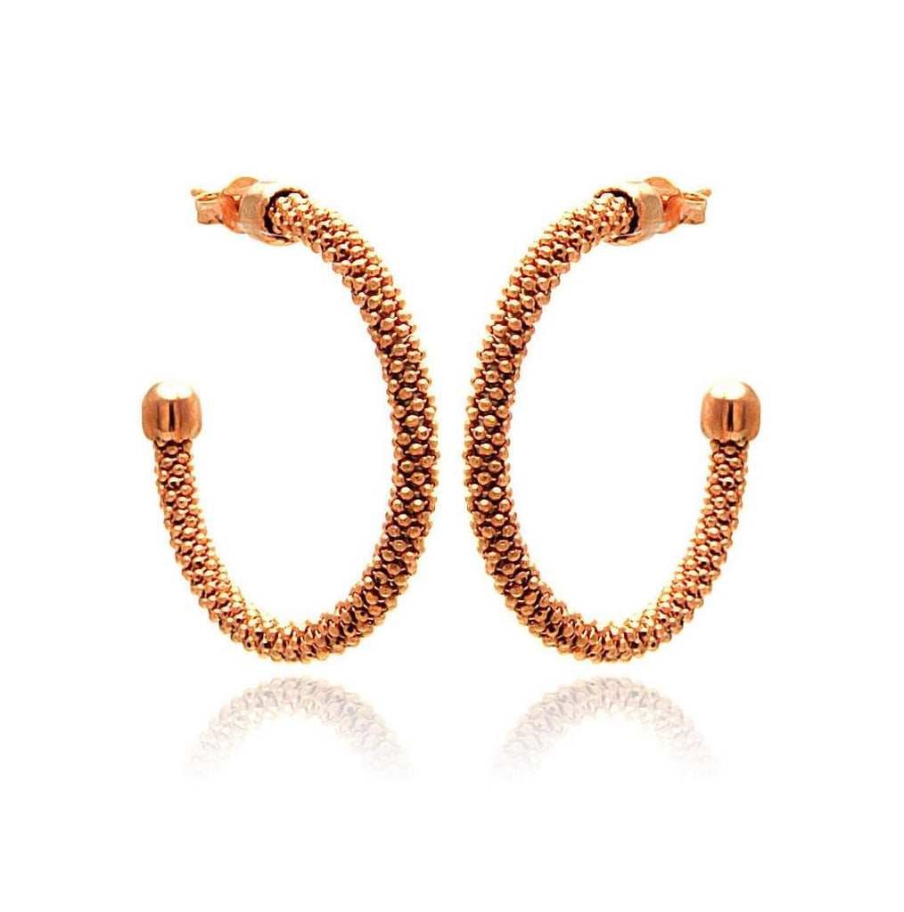 .925 Sterling Silver Rose Gold Plated Hoop Earring