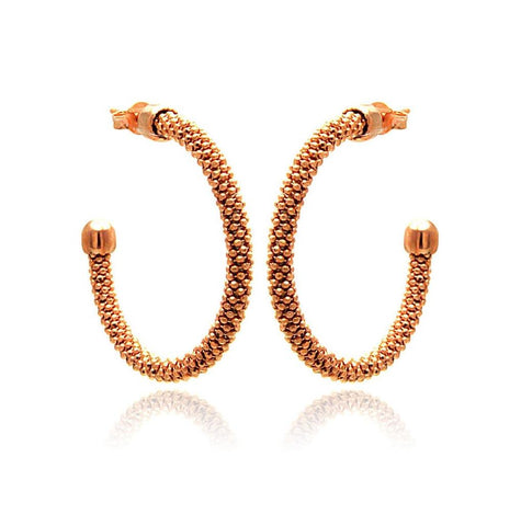 .925 Sterling Silver Rose Gold Plated Hoop Earring