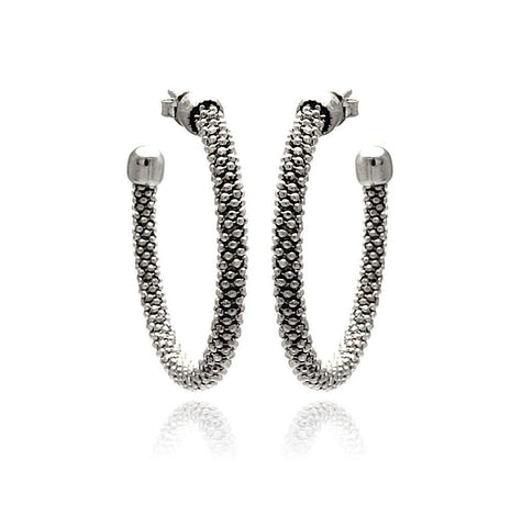 .925 Sterling Silver Rhodium Plated Hoop Earring