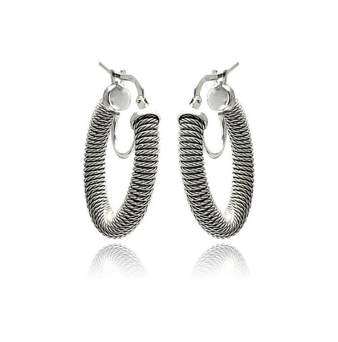 .925 Sterling Silver Rhodium Plated Hoop Earring