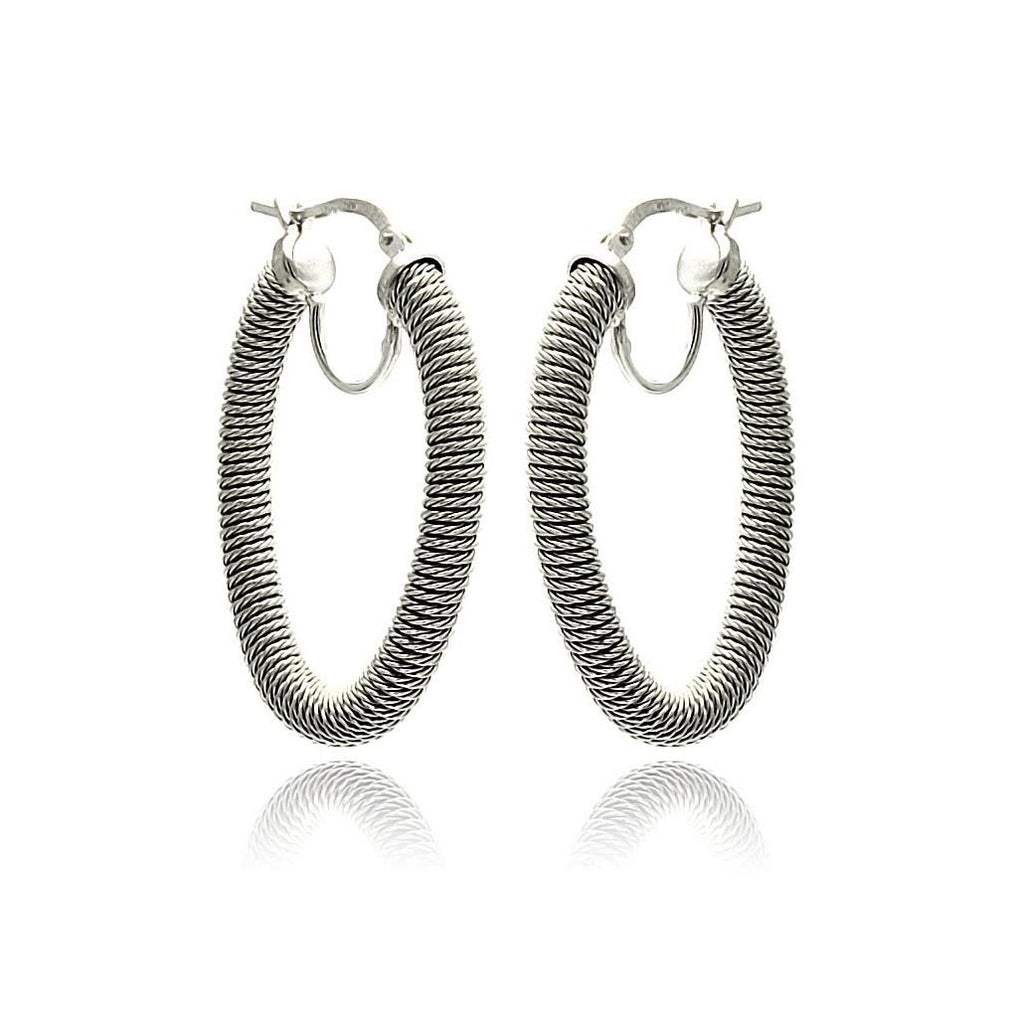 .925 Sterling Silver Rhodium Plated Hoop Earring