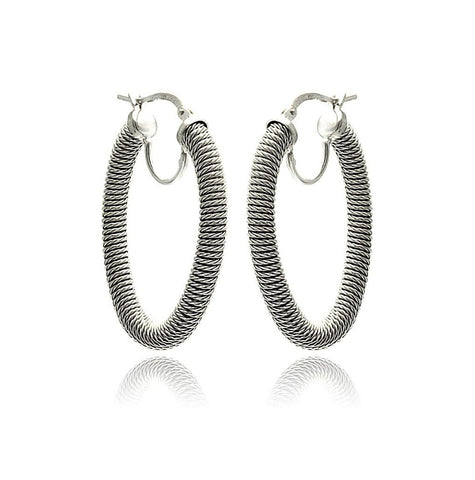 .925 Sterling Silver Rhodium Plated Hoop Earring