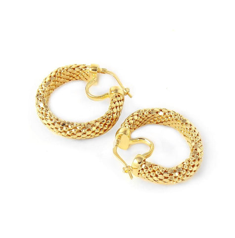 .925 Sterling Silver Gold Plated Thin Cresent Chain-texture Earring