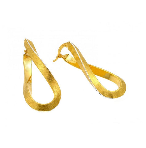 .925 Sterling Silver Gold Plated Twisted Italian Stud Earring