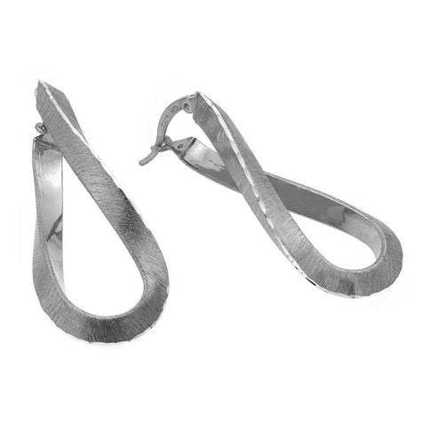 .925 Sterling Silver Rhodium Plated Twisted Italian Stud Earring