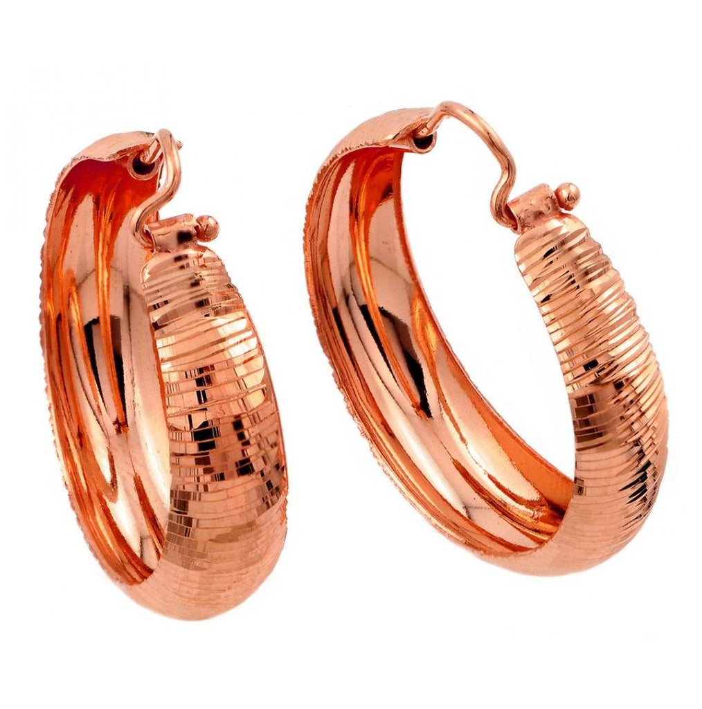 .925 Sterling Silver Rose Gold Plated Hoop Earring