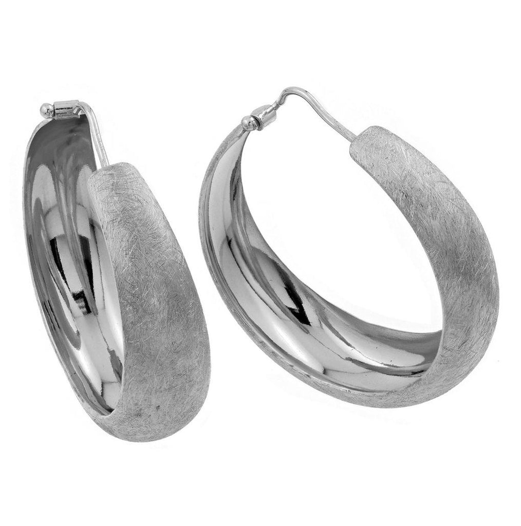 .925 Sterling Silver Rhodium Plated Hoop Earring