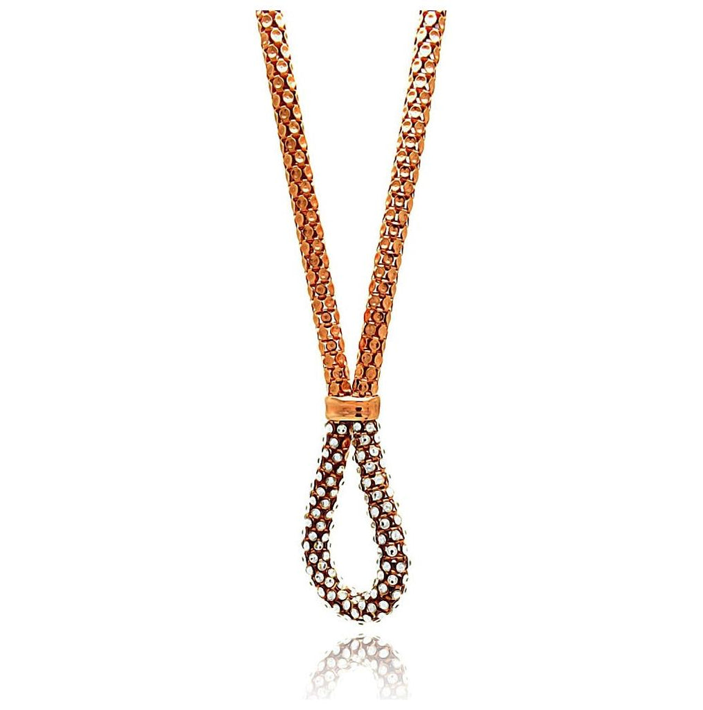 .925 Sterling Silver Rose Gold Plated Multiple Disc Cz Italian Necklace