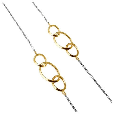 .925 Sterling Silver Chain Necklace With Gold Plated Intertwined Loops