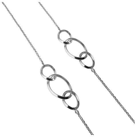 .925 Sterling Silver Chain Necklace With Rhodium Plated Intertwined Loops