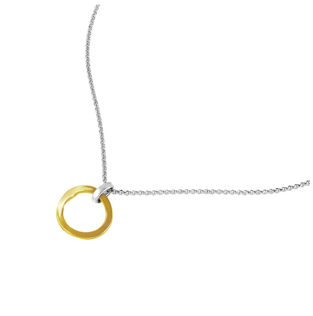 .925 Sterling Silver Chain Necklace With Gold Plated Single Loop Pendant