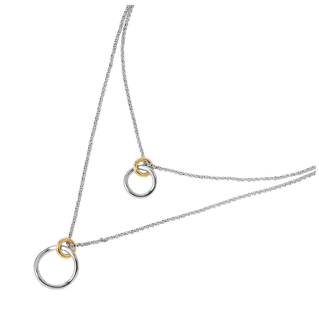 .925 Sterling Silver Rhodium Chain Necklace With Gold Plated Links