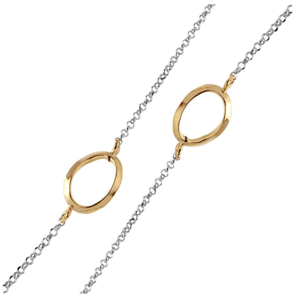 .925 Sterling Silver Chain Necklace With Curved Gold Plated Loops