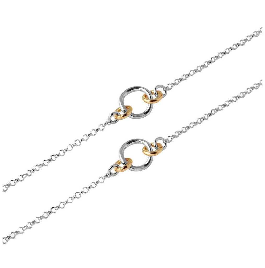 .925 Sterling Silver Chain Necklace With Interlocking Gold Plated Loops