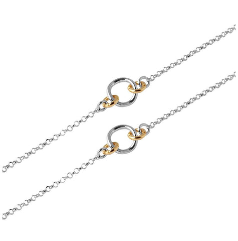 .925 Sterling Silver Chain Necklace With Interlocking Gold Plated Loops