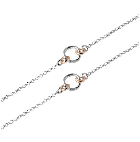 .925 Sterling Silver Chain Necklace With Interlocking Rose Gold Plated Loops