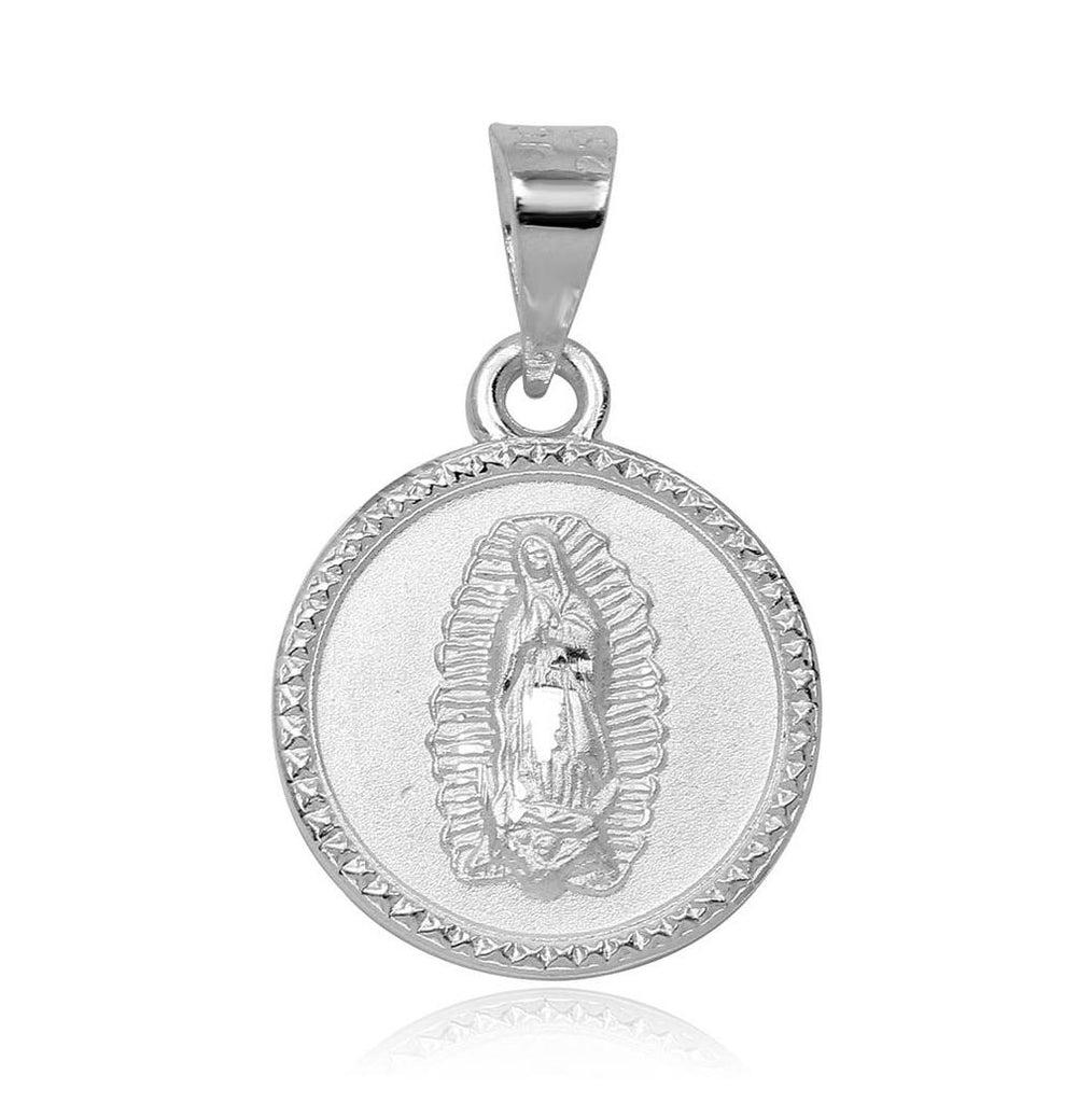 .925 Sterling Silver High Polished Our Lady Of Guadalupe Charm Pendant