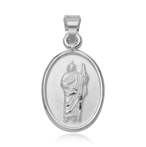 .925 Sterling Silver High Polished St. Jude Medallion Charm Pendant