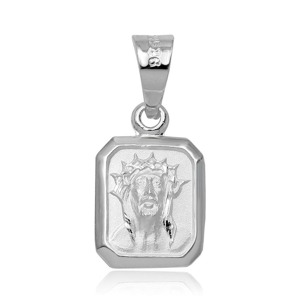 .925 Sterling Silver High Polished Jesus Face Charm Pendant