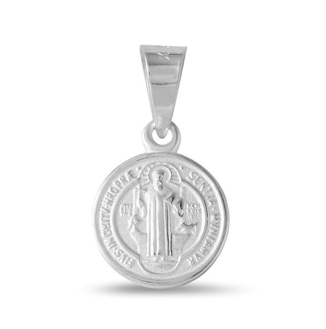 .925 Sterling Silver High Polished Saint Benedict Medallion 11mm