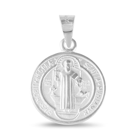 .925 Sterling Silver High Polished Saint Benedict Medallion 16.5mm