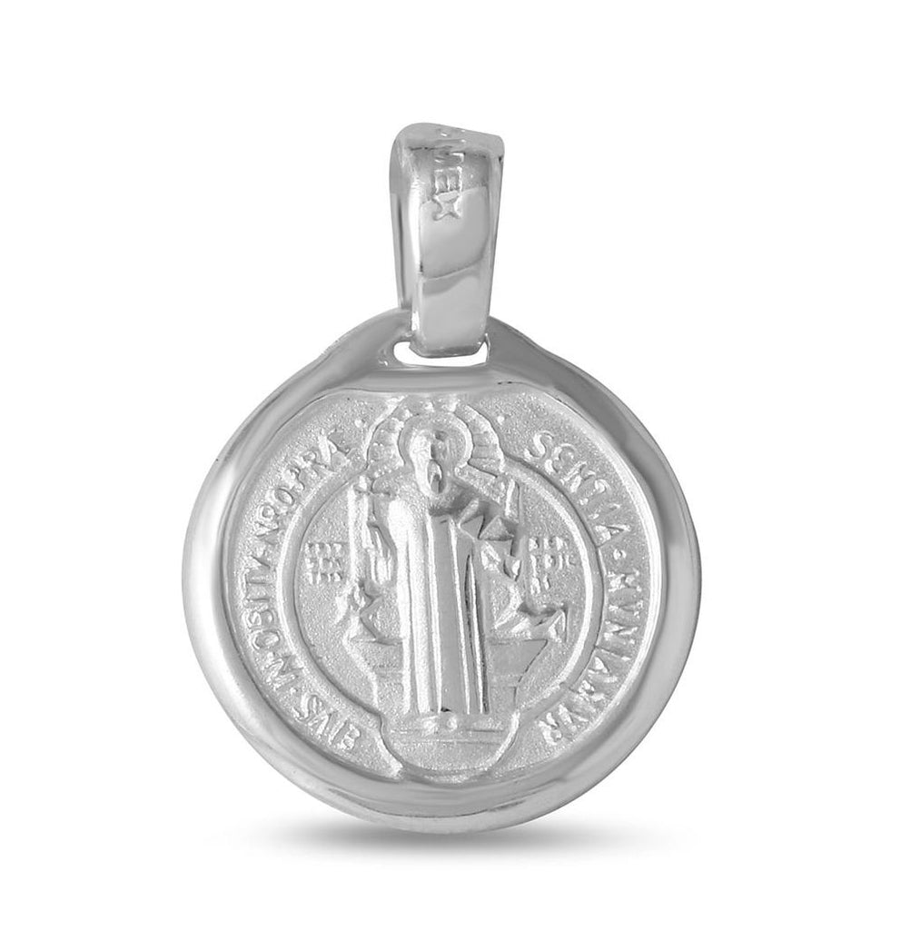 .925 Sterling Silver High Polished Saint Benedict Medallion 13mm