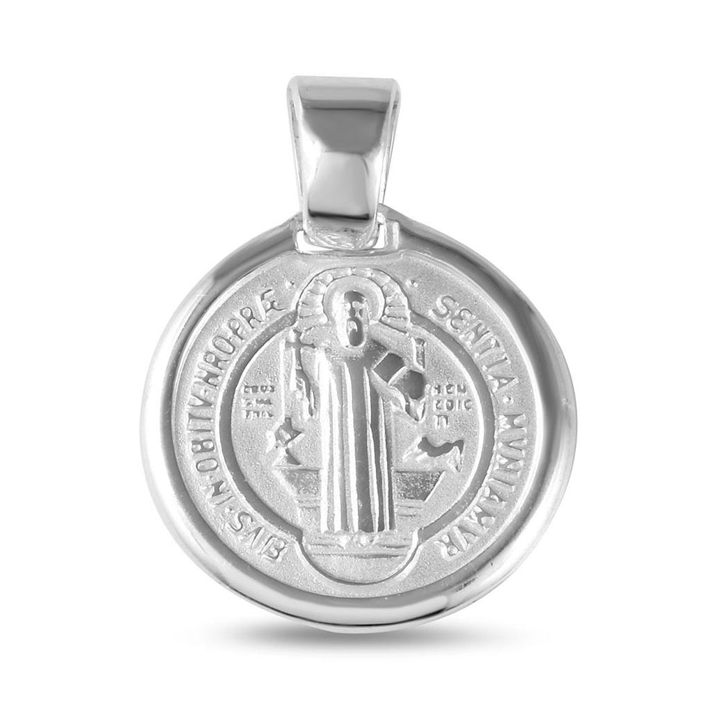 .925 Sterling Silver High Polished St. Benedict Medallion 18mm