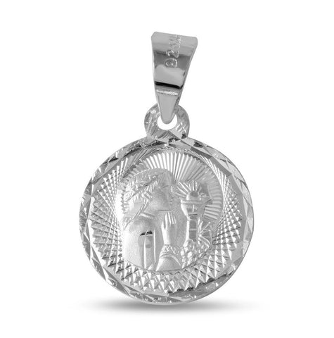 .925 Sterling Silver High Polished Dc Comunion Medallion For Girl