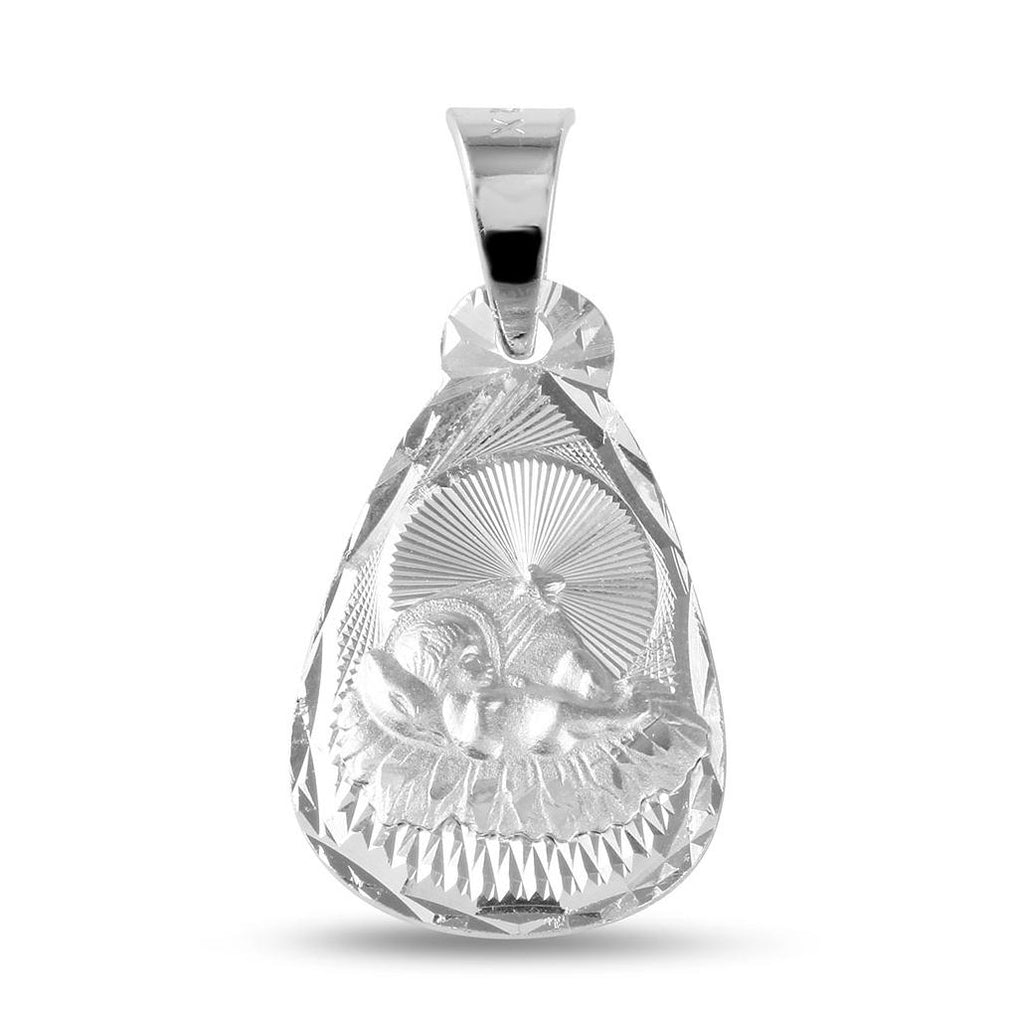 .925 Sterling Silver High Polished Teardrop Shape Dc Baptism Medallion