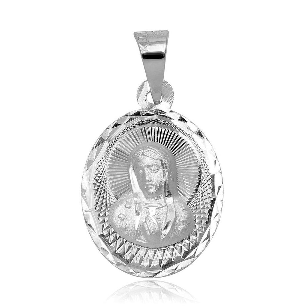 .925 Sterling Silver High Polished Dc Lady Of Guadalupe Medallion Charm