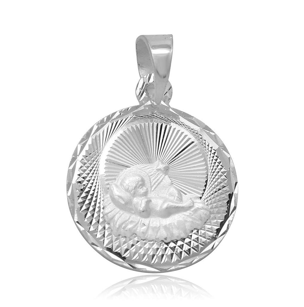 .925 Sterling Silver High Polished Dc Baptism Medallion Charm