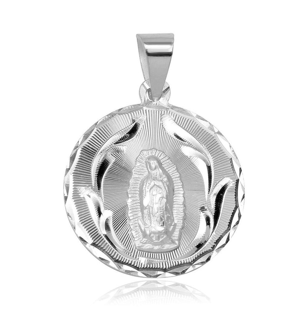 .925 Sterling Silver High Polished Dc Our Lady Of Guadalupe Medallion Charm Pendant