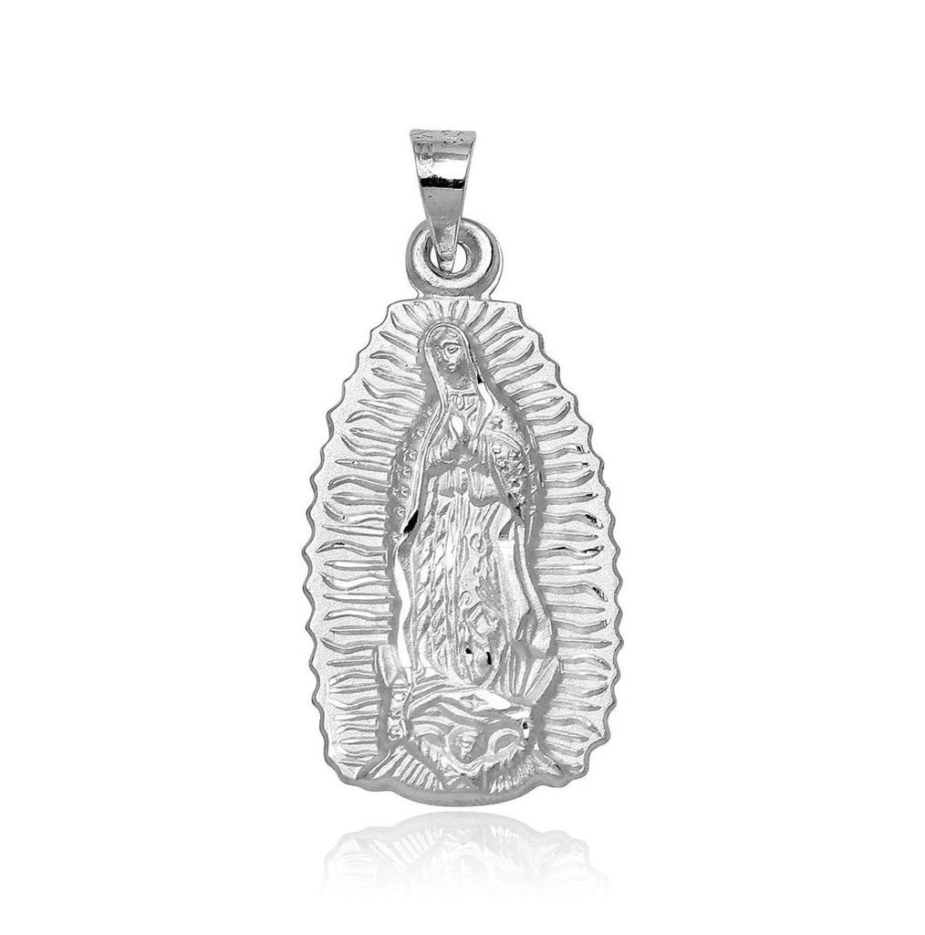 .925 Sterling Silver High Polished Small Our Lady Of Guadalupe Pendant