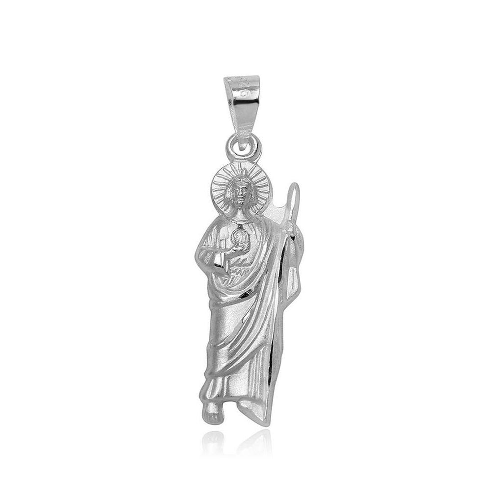 .925 Sterling Silver High Polished Small St. Jude Charm Pendant