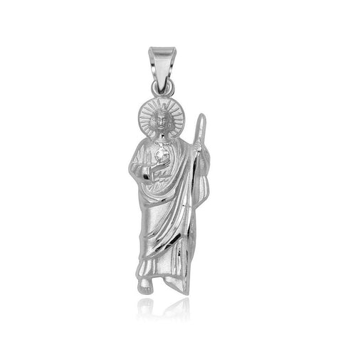 .925 Sterling Silver High Polished Medium St. Jude Charm Pendant