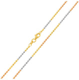 .925 Sterling Silver Tri Color Plated Diamond Cut Jianzhi Chain 1.8mm, <b>size: 16</b>