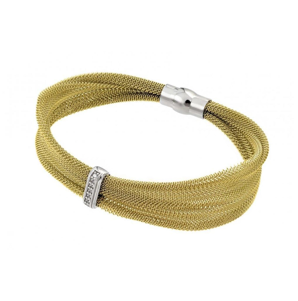 .925 Sterling Silver Gold Plated Mesh Italian Bracelet