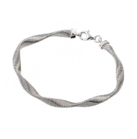 .925 Sterling Silver Rhodium Plated Mesh Twisted Iitalian Bracelet