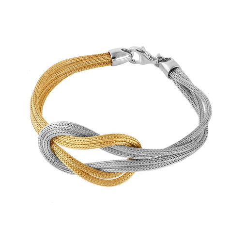 .925 Sterling Silver Gold Plated Mesh Infinity Knot Italian Bracelet