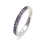 .925 Sterling Silver Rhodium Plated June Purple Cz Eternity Band Ring, <b>size: 3</b>