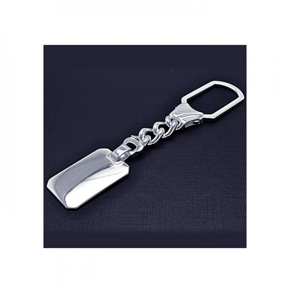 .925 Sterling Silver Dangling Solid Square Keychain