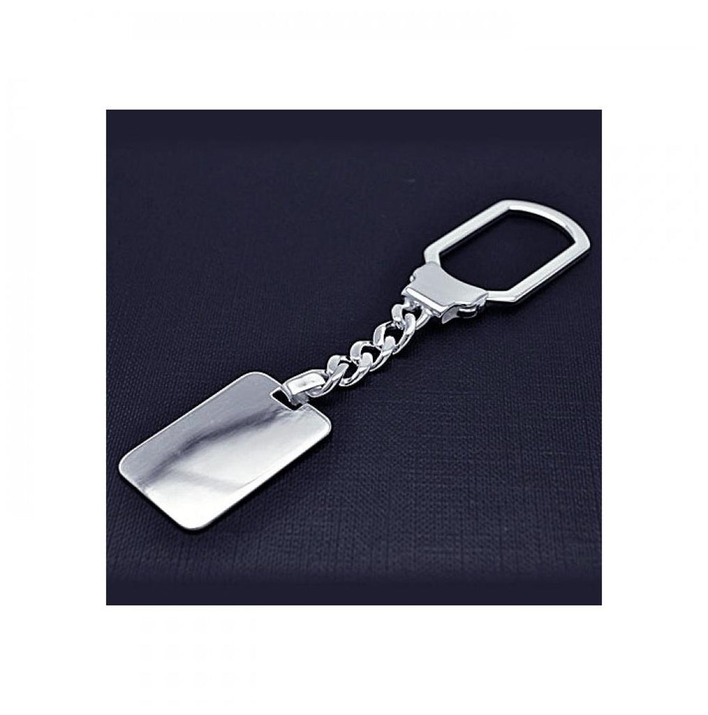 .925 Sterling Silver Dangling Solid Square Keychain