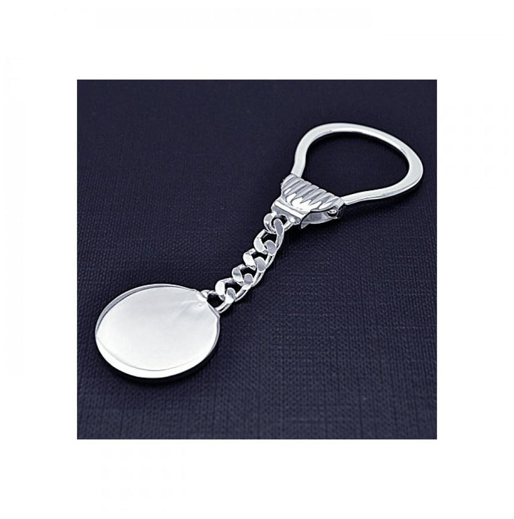 .925 Sterling Silver Dangling Solid Circle Keychain