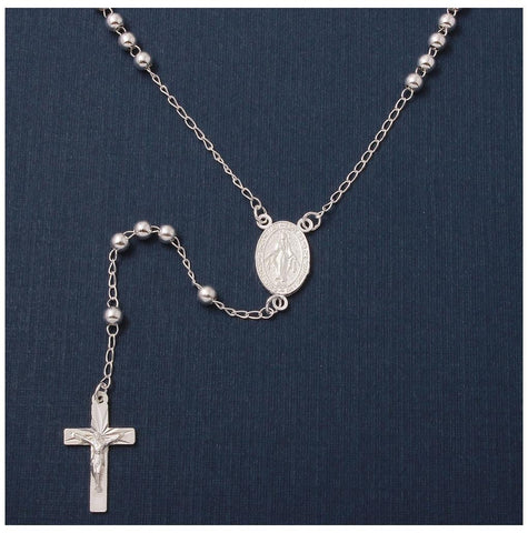 .925 Sterling Silver High Polished Rosary 3mm