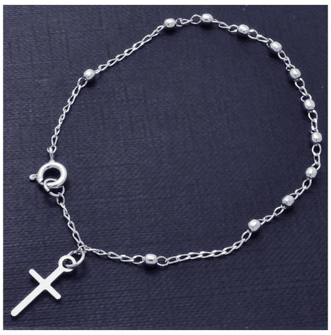 .925 Sterling Silver Rosary Bracelet