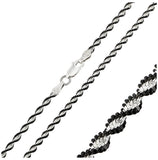 .925 Sterling Silver Black Rhodium Plated Magic Twisted 2 Toned Chain, <b>size: 16</b>